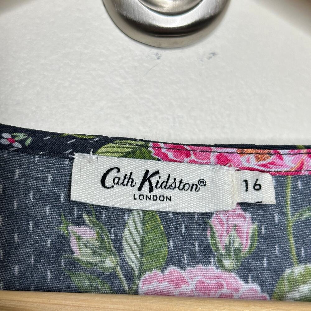 CATH KIDSTON Tea Rose Ruffle Midi Tea Dress Pink Navy Blue Sz 16 {MM37} - Picture 4 of 7